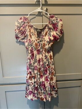 Angie Floral Smocked Puff Sleeve Mini Dress